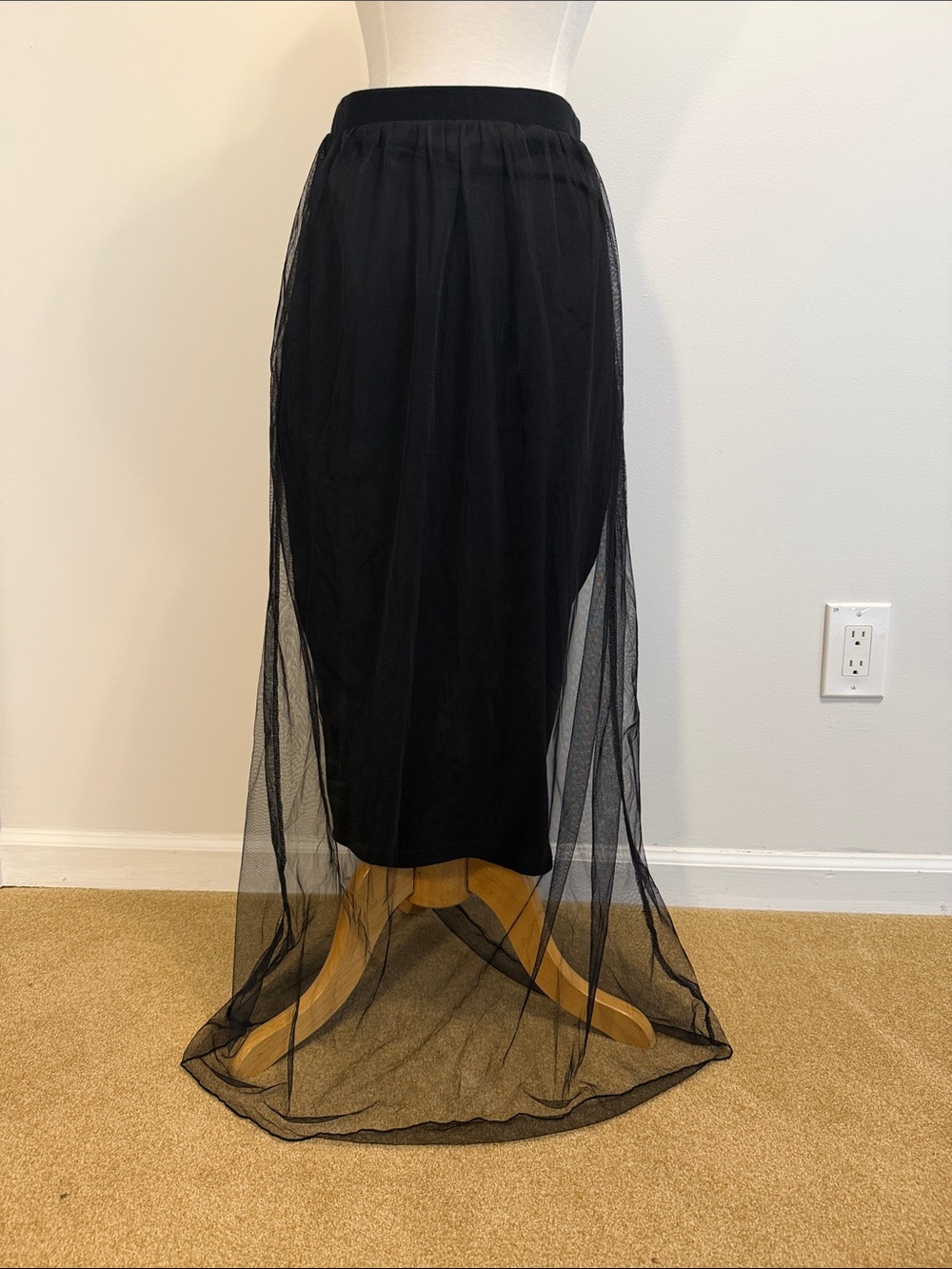 Jawbreaker Skeleton Print Mesh Overlay Skirt - Black & White size S - Picture 2 of 8